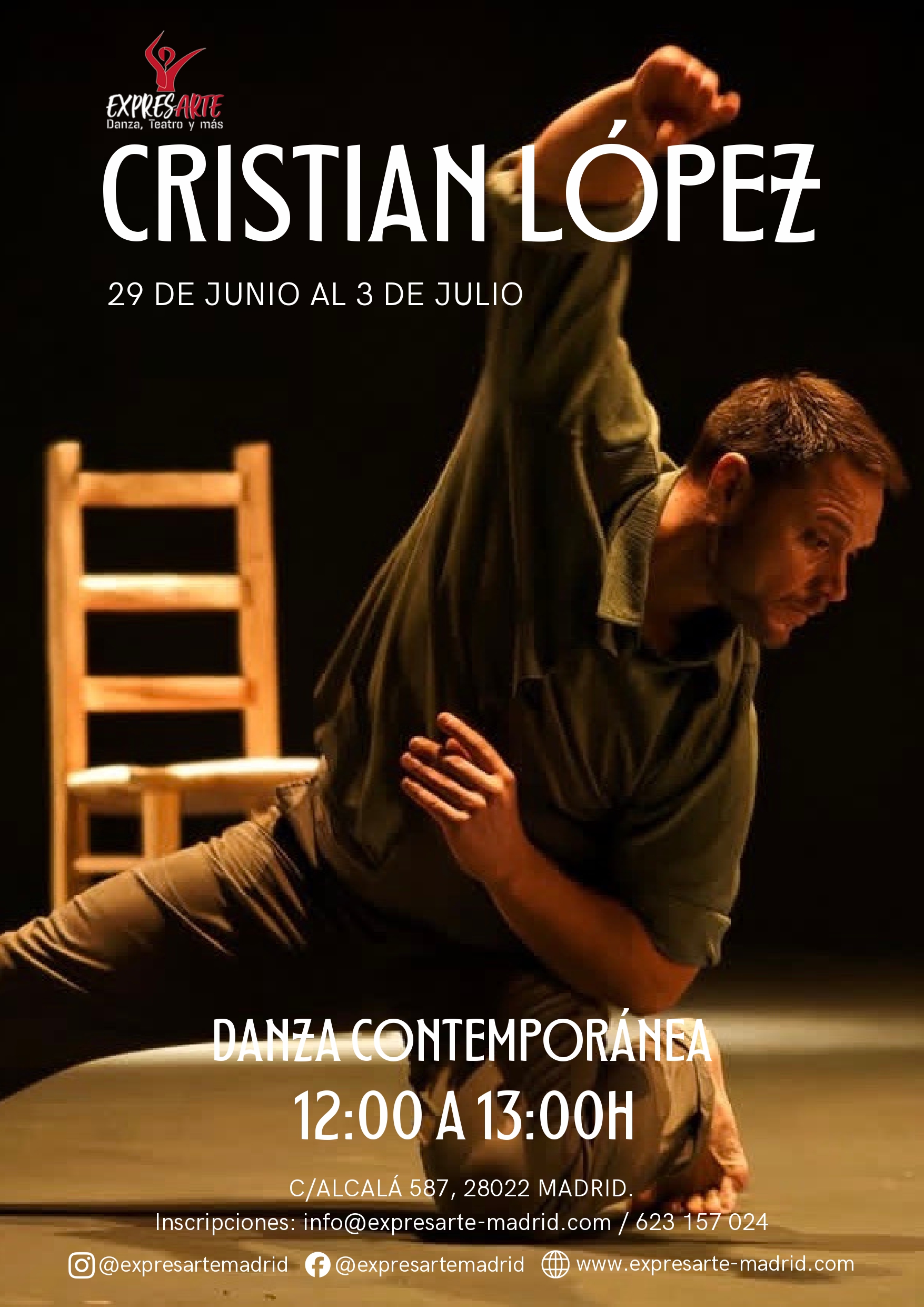 Cartel de Danza contemporánea con Cristian López, verano 2026