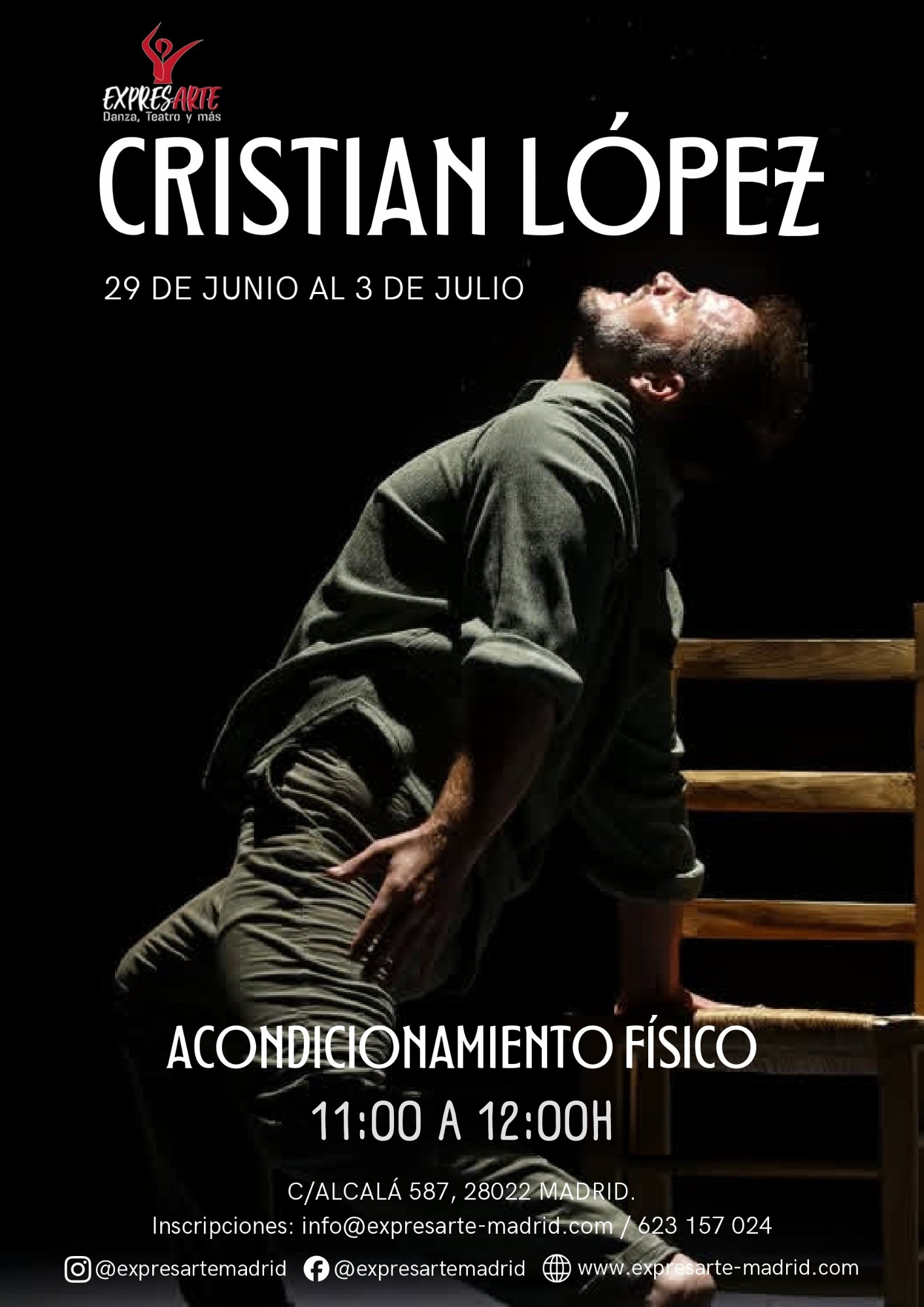 Cartel de Acondicionamiento físico con Cristian López, verano 2026