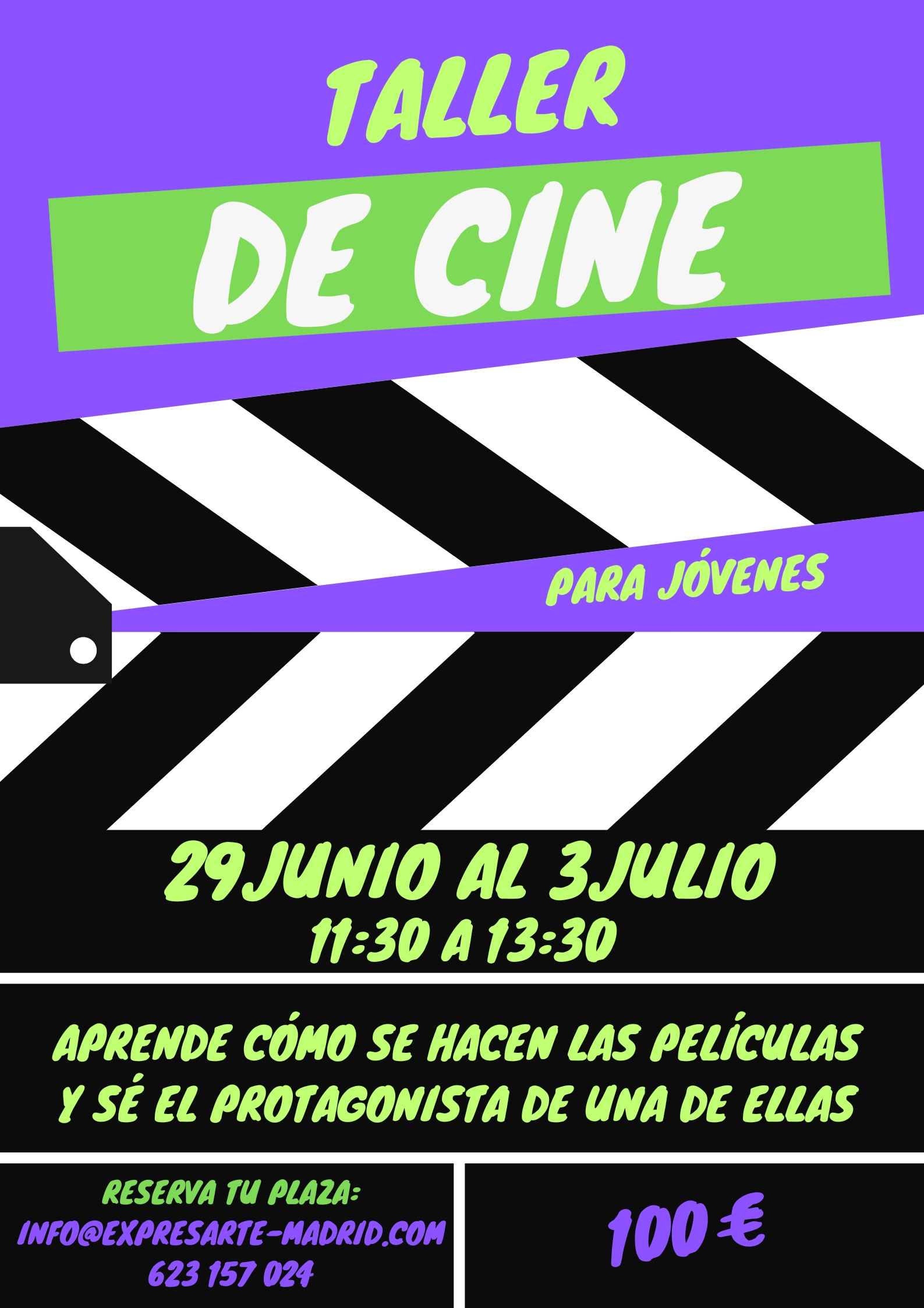 Cartel de Taller de cine para jóvenes, verano 2026